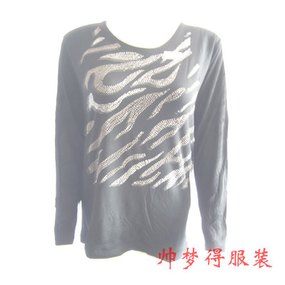 廠家熱銷 新款春秋女士莫代爾燙鉆上衣